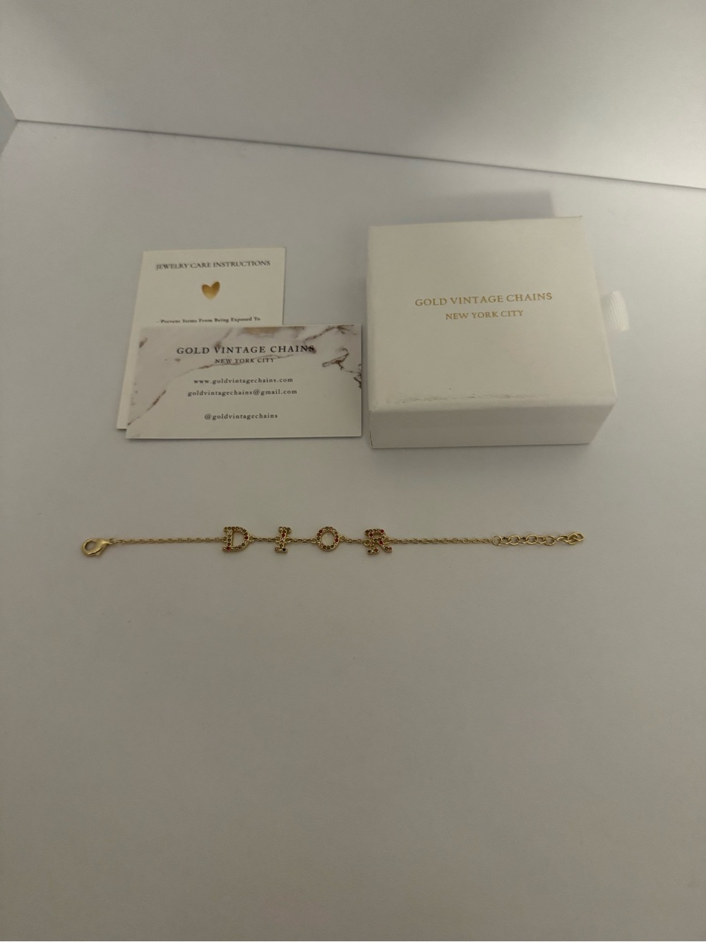 REPURPOSED Gold Vintage Chains Bracelet with DIOR Letters
